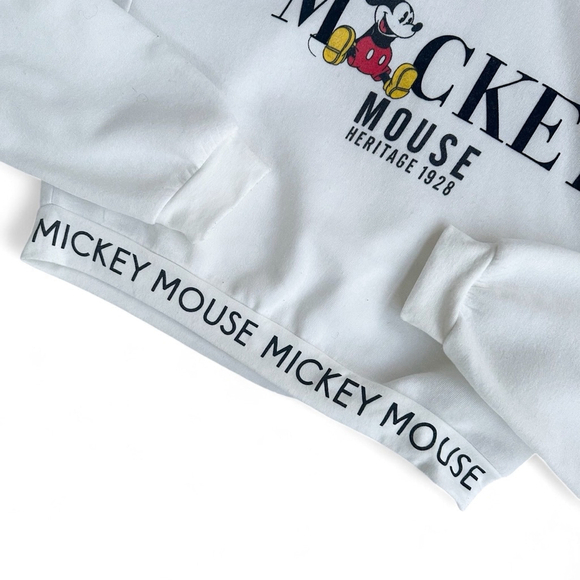 Disney White Mickey Mouse Fleeced Cropped Jacket Hoodie Sweatshirt Women Size M - Picture 9 of 12